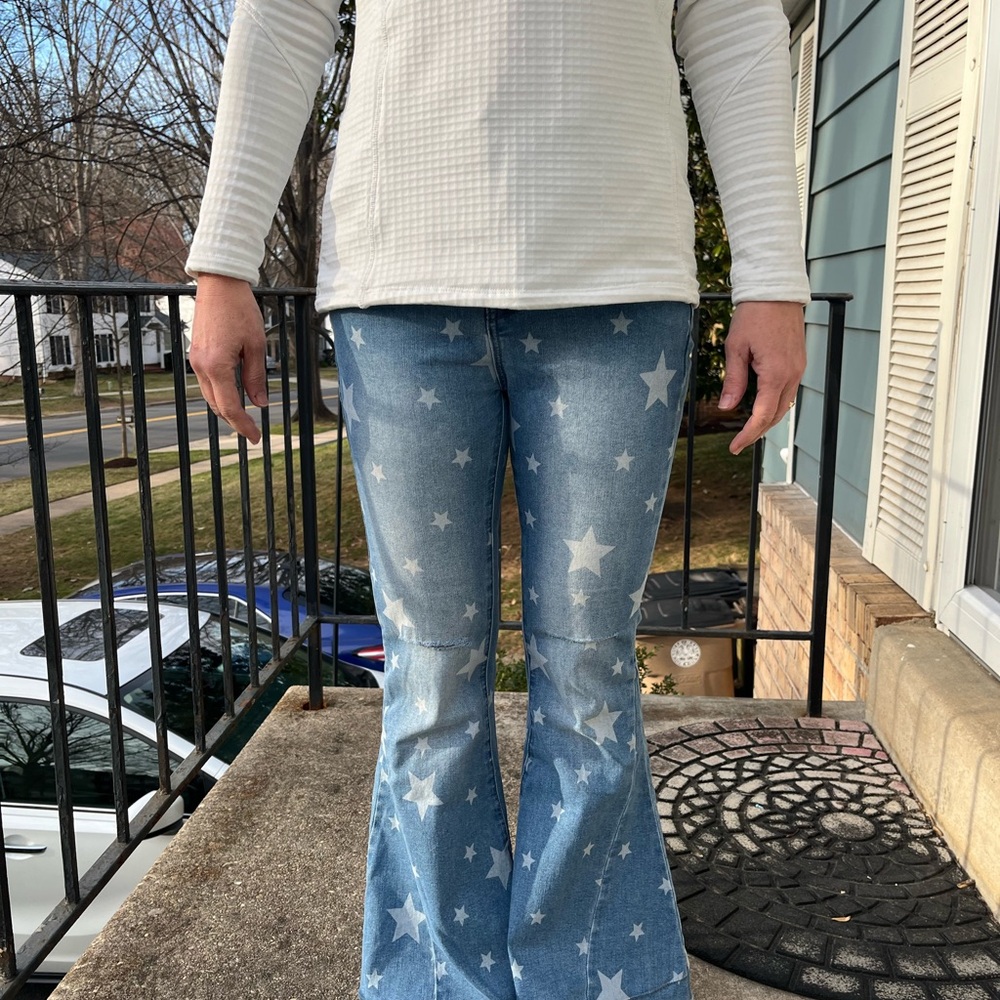 Women's Star Print Flare Jeans